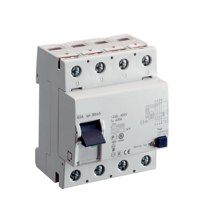 Aardlekschakelaar 4-polig, Type B voor frequentieomvormers